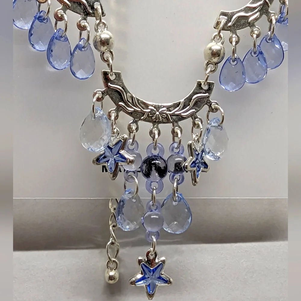 Necklace and Earrings Set - Silver & Blue Stars